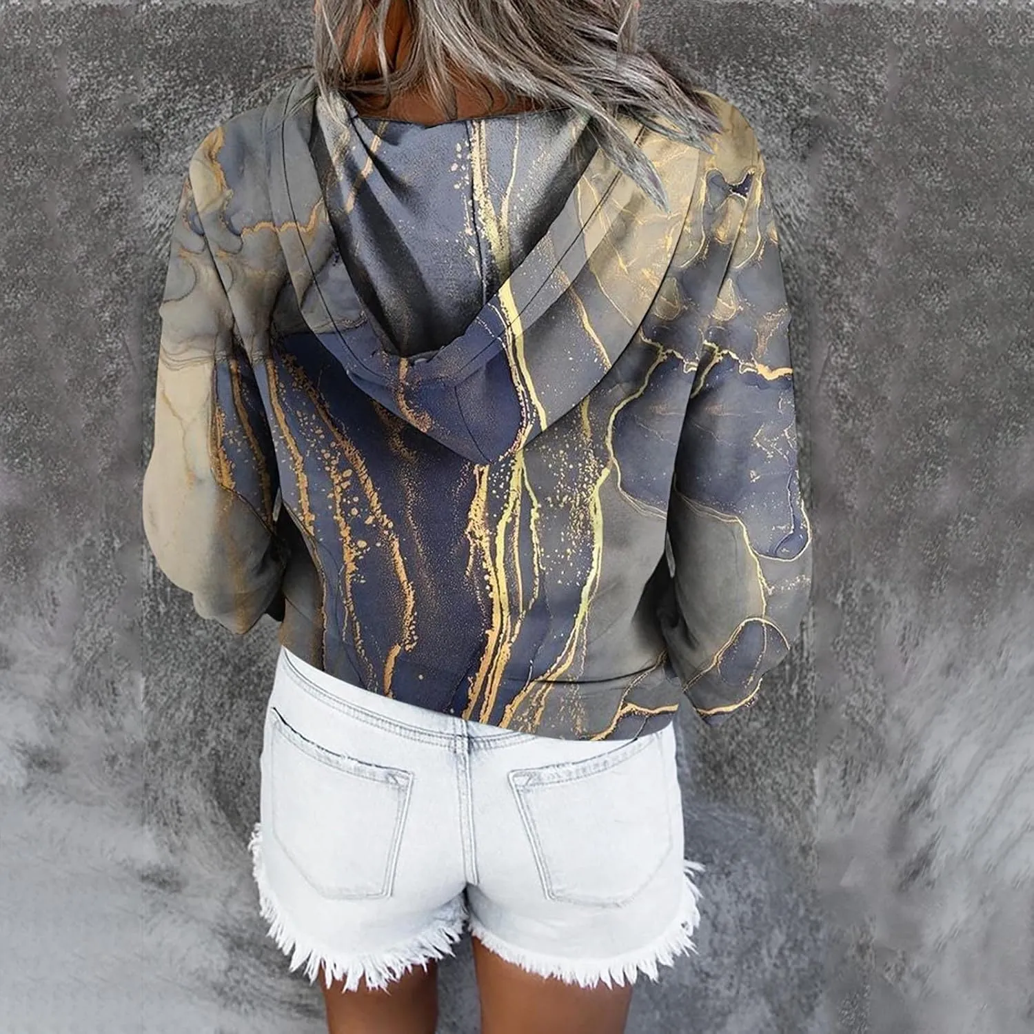 nerohusy Women Casual Button Pullover Sweatshirt V Neck Hoodies Oversized Hooded Tops with Pockets Tie Dye Long Sleeve