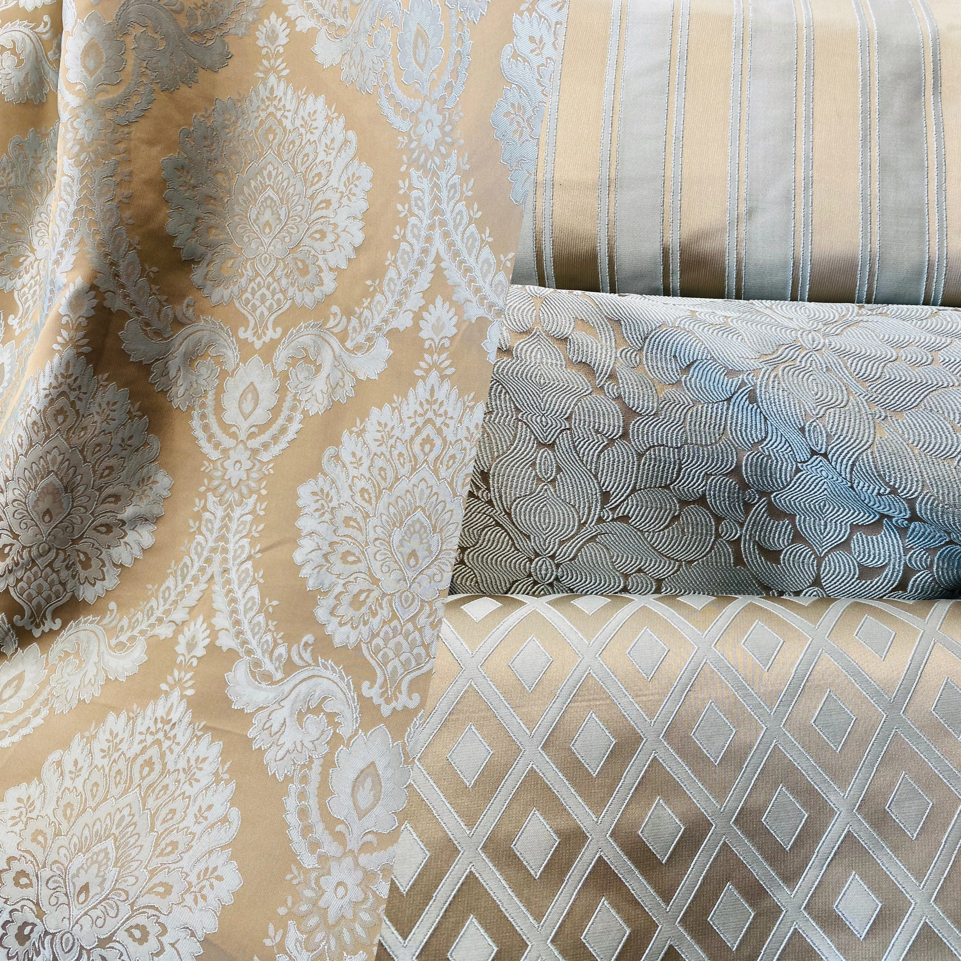 NEW! Prince Prescott Brocade Medallion Satin Fabric- Gold and White