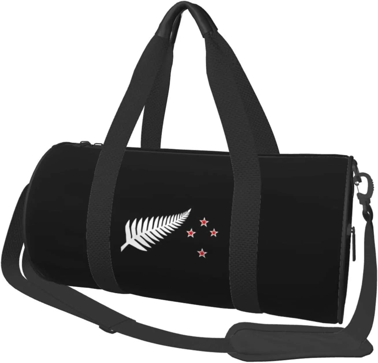 New Zealand Maori Fern Convertible Garment Bag with Shoulder Strap, Carry on Garment Duffel Bag for Men Women - Rolling Foldable for Travel Luggage Bags (Black)