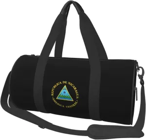 Nicaragua National Emblem Convertible Garment Bag with Shoulder Strap, Carry on Garment Duffel Bag for Men Women - Rolling Foldable for Travel Luggage Bags (Black)
