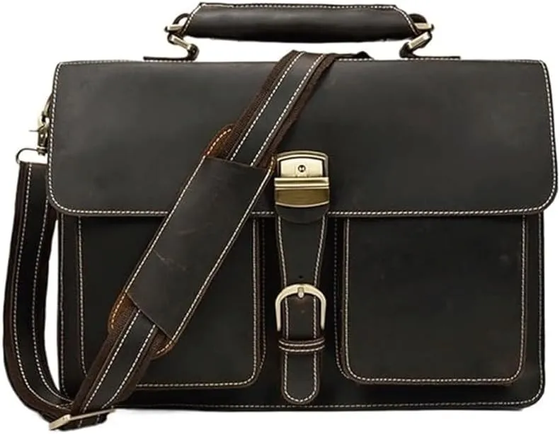 Nordic Top Layer Cowhide Men's Bag 15.7 Inch Business Laptop Bag for Office Commute