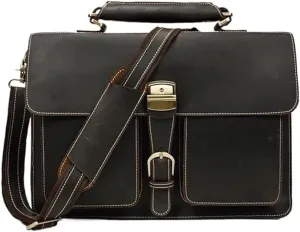 Nordic Top Layer Cowhide Men's Bag 15.7 Inch Business Laptop Bag for Office Commute