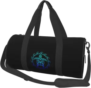 Ocean Blue Tribal Hawaiian Sea Turtle Convertible Garment Bag with Shoulder Strap, Carry on Garment Duffel Bag for Men Women - Rolling Foldable for Travel Luggage Bags (Black)