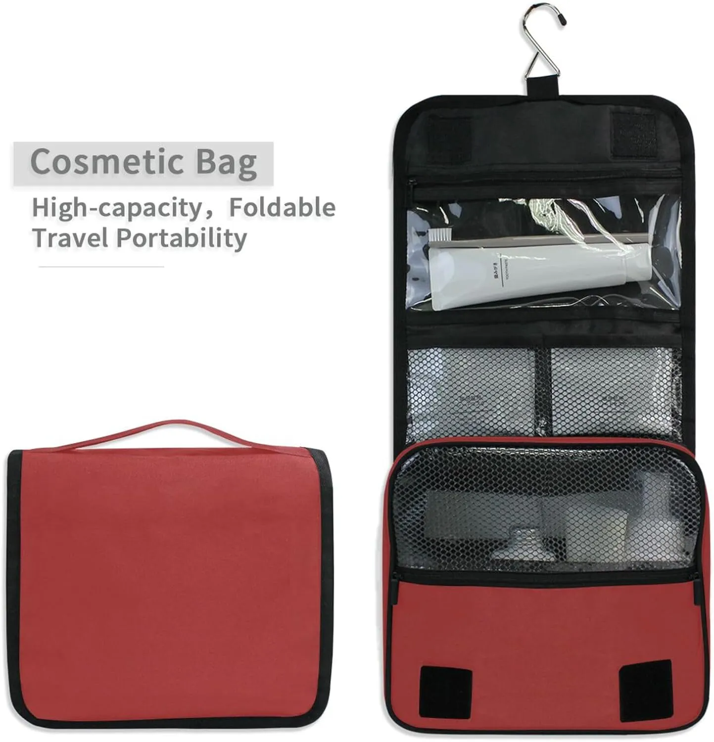 ODAWA Brown Toiletry Bag Hanging Cosmetic Toiletry Bag Portable Toiletry Travel Organizer Bag