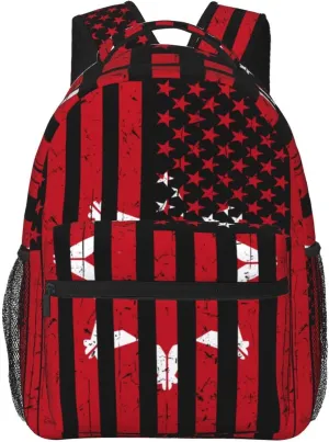 Oglala Lakota American Flag Backpack Casual Pack Bag Laptop Backpack With Side Pocket Front Zipper Pocket Bookpack Travel Daypack Picnic Rucksack