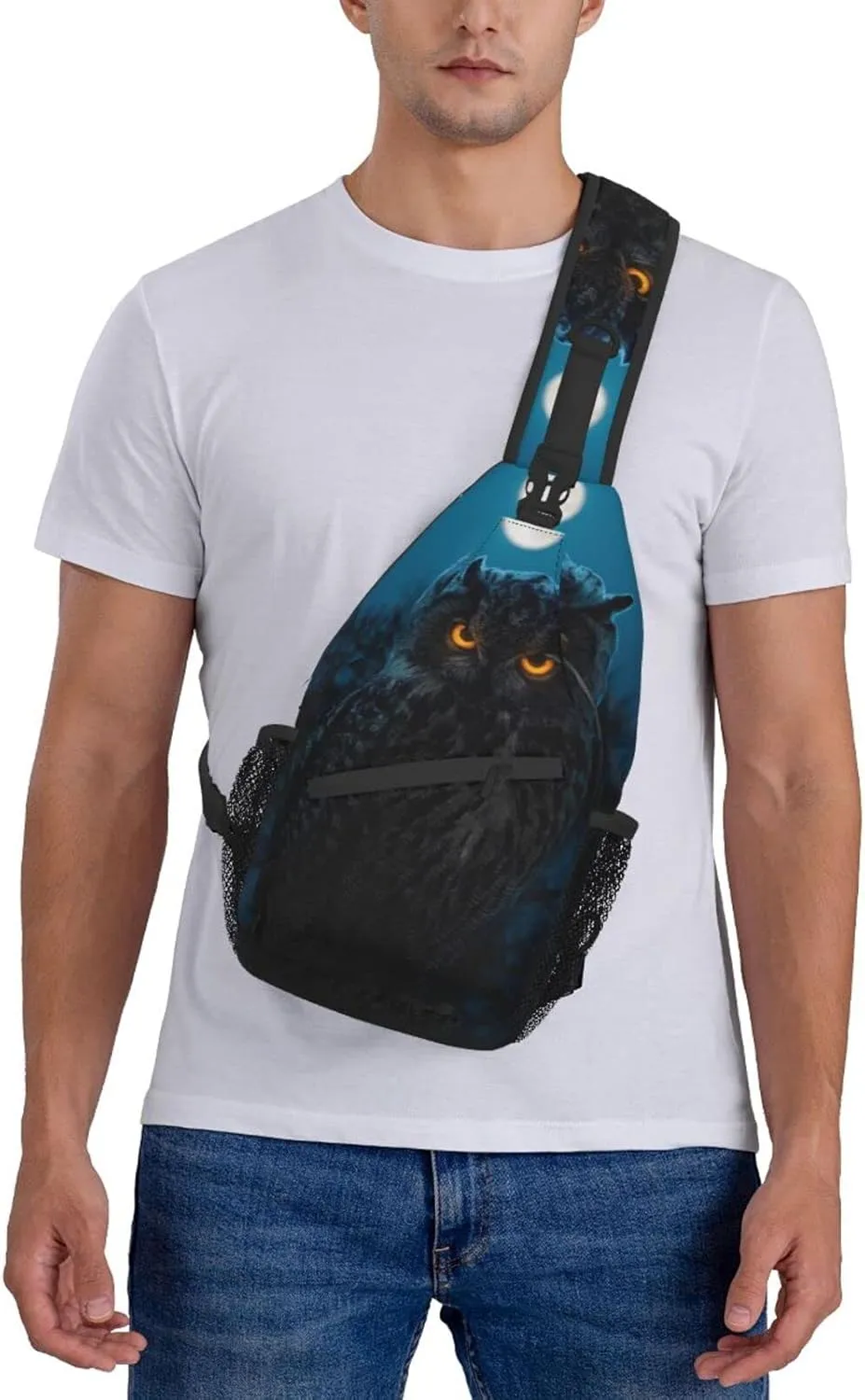 Owl Sling Bag Animal Crossbody Chest Daypack Casual Backpack Cool Shoulder Bag For Travel Picnic