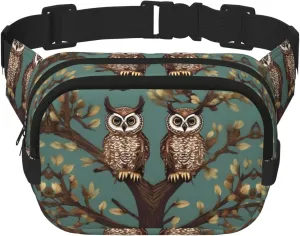 Owl Tree Branches print Womens Fanny Pack Everyday Hip Pouch Waist Bag for Travel Outdoor Running Hunting for Adult
