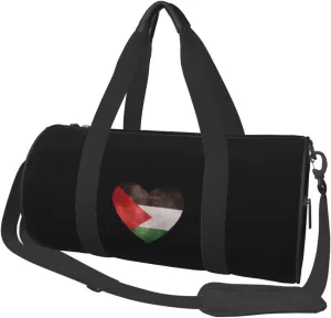 Palestine Heart Flag Convertible Garment Bag with Shoulder Strap, Carry on Garment Duffel Bag for Men Women - Rolling Foldable for Travel Luggage Bags (Black)