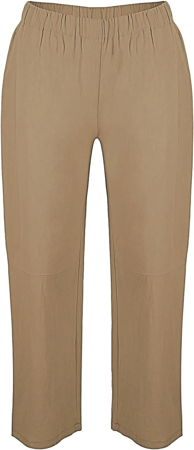 PantalN De Lino para Mujer Trousers Women Loose Wide Leg Pants Summer Fashion Solid Color Linen Work Pants for Women