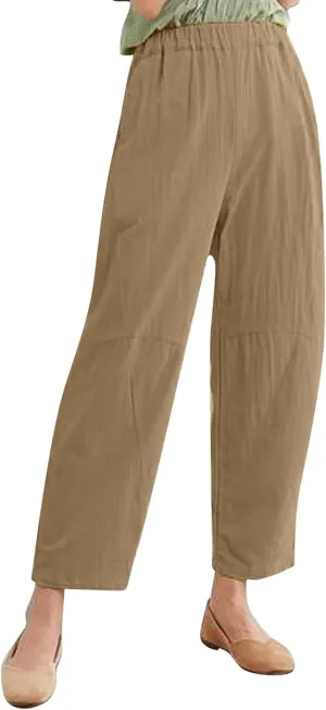 PantalN De Lino para Mujer Trousers Women Loose Wide Leg Pants Summer Fashion Solid Color Linen Work Pants for Women