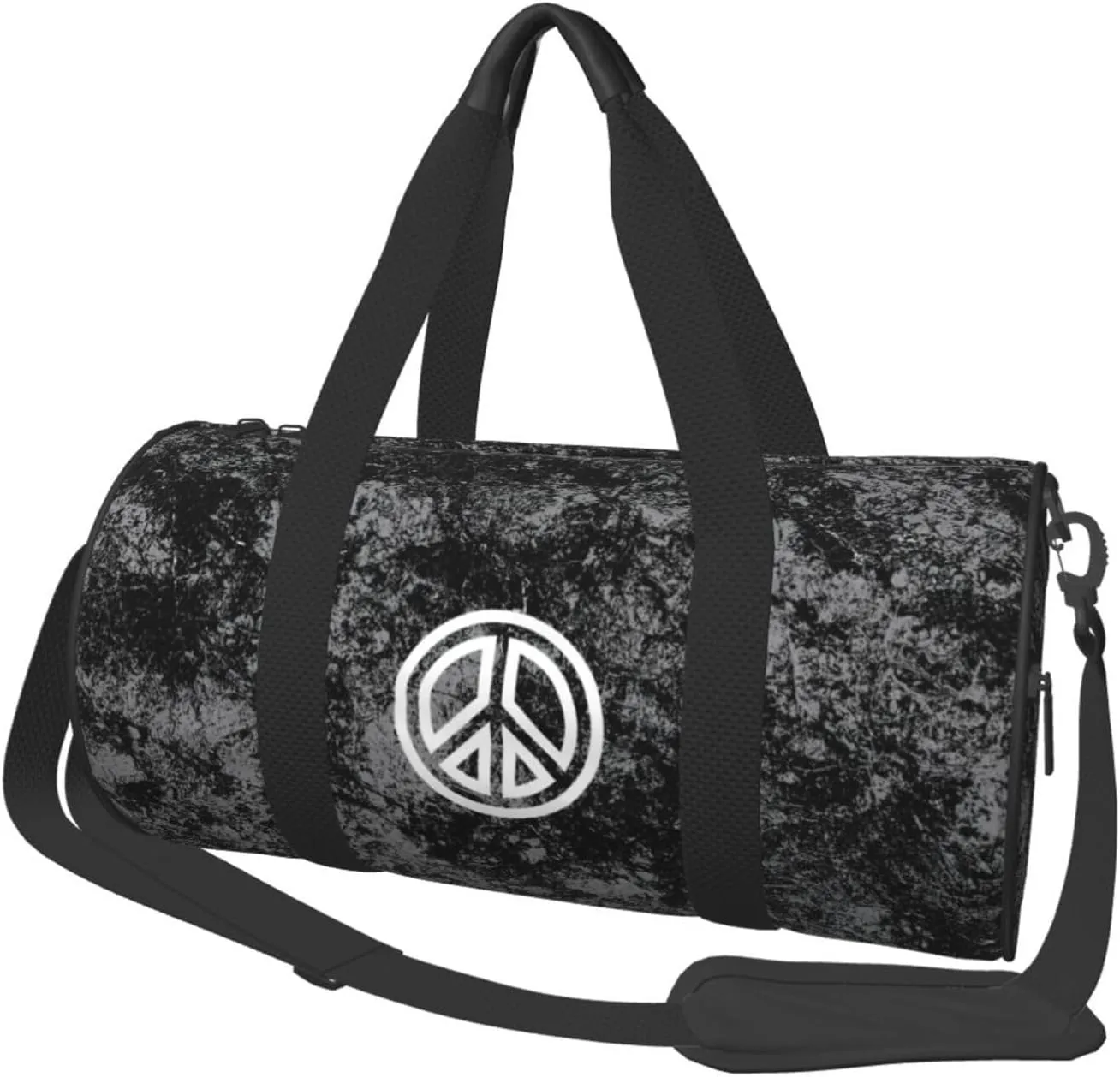 Peace Sign Convertible Garment Bag with Shoulder Strap, Carry on Garment Duffel Bag for Men Women - Rolling Foldable for Travel Luggage Bags (Black)
