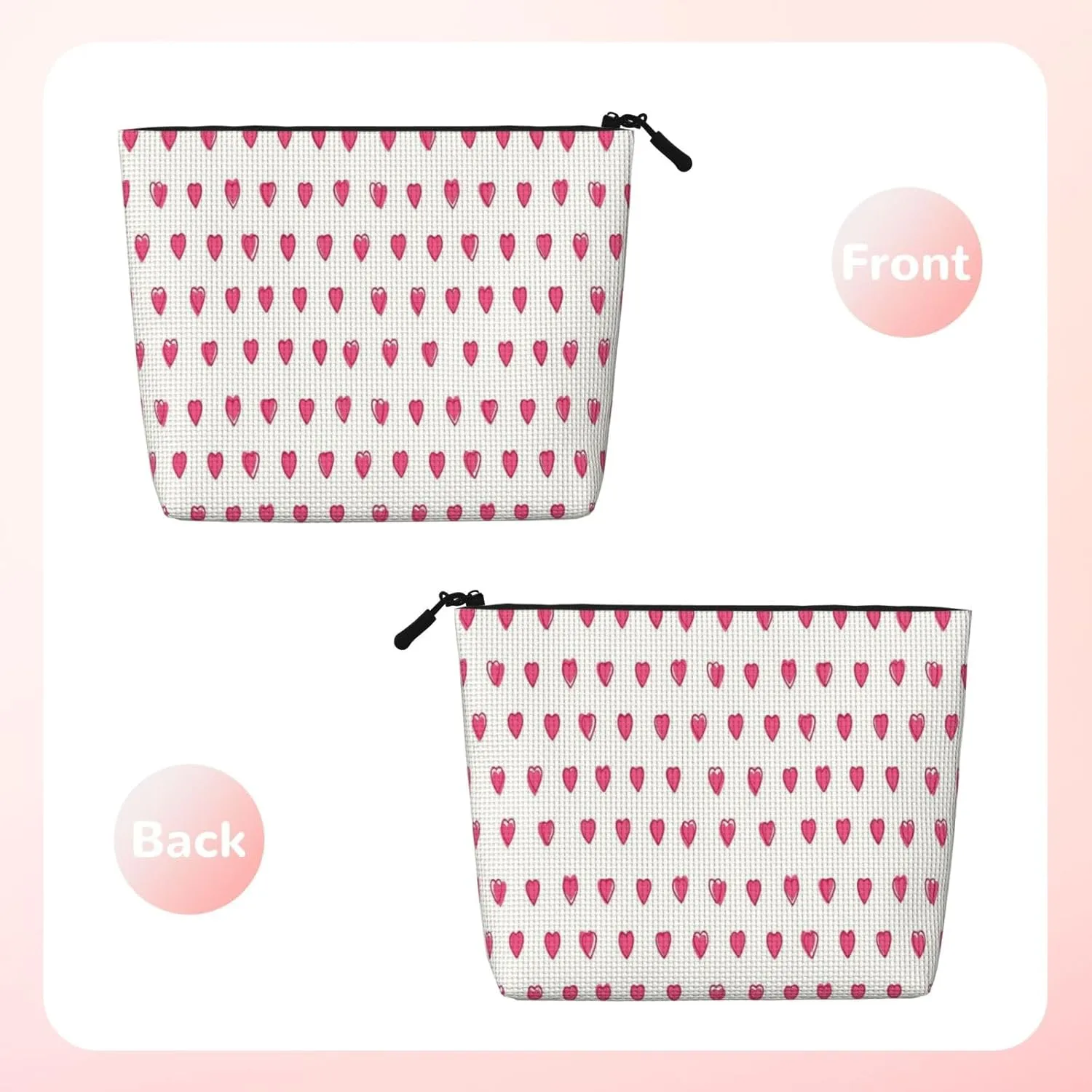Pink Rabbit Hearts Makeup Bag Travel Cosmetic Bags For Women Portable Pouch For Purse Zipper Toiletry Accessories Storage Bag