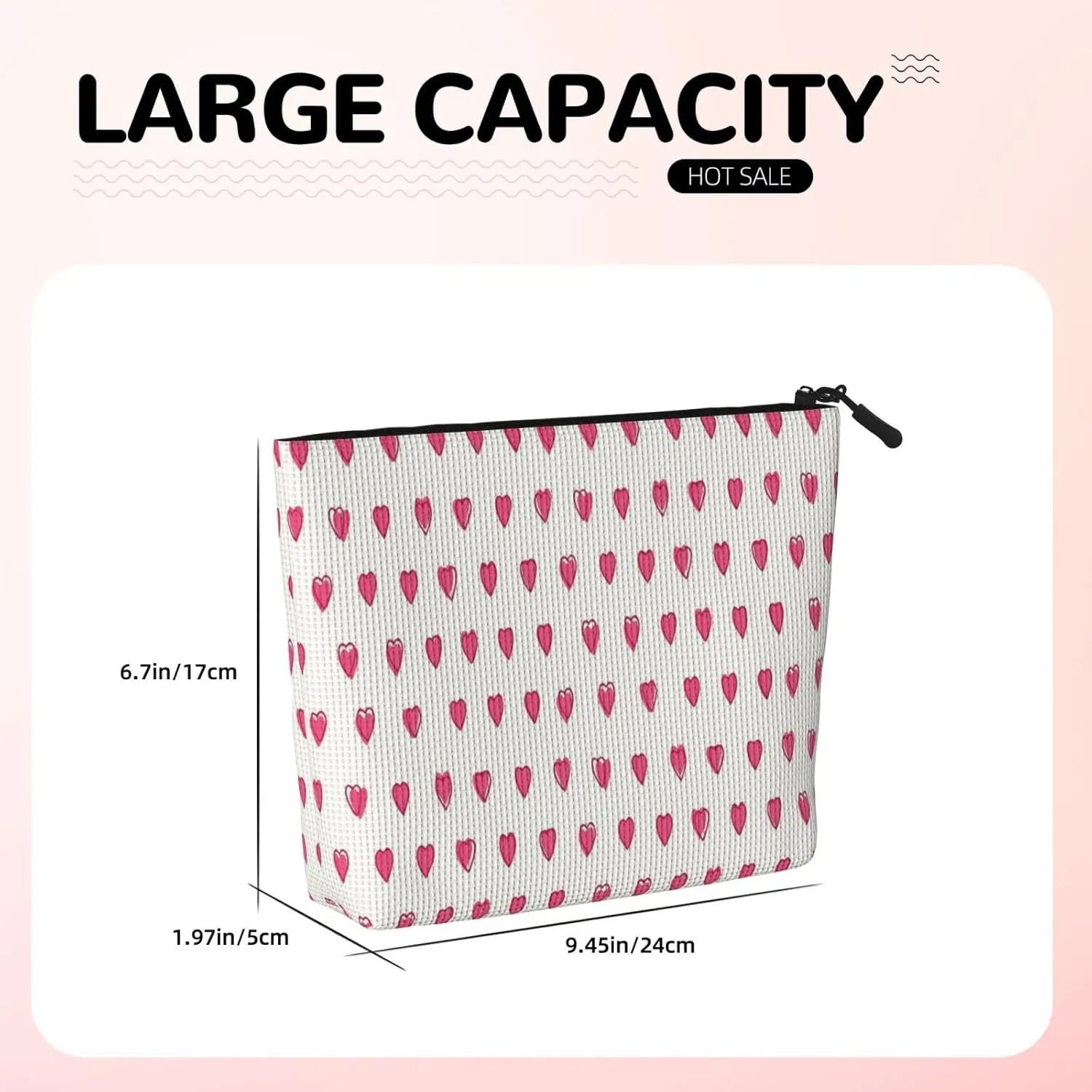 Pink Rabbit Hearts Makeup Bag Travel Cosmetic Bags For Women Portable Pouch For Purse Zipper Toiletry Accessories Storage Bag