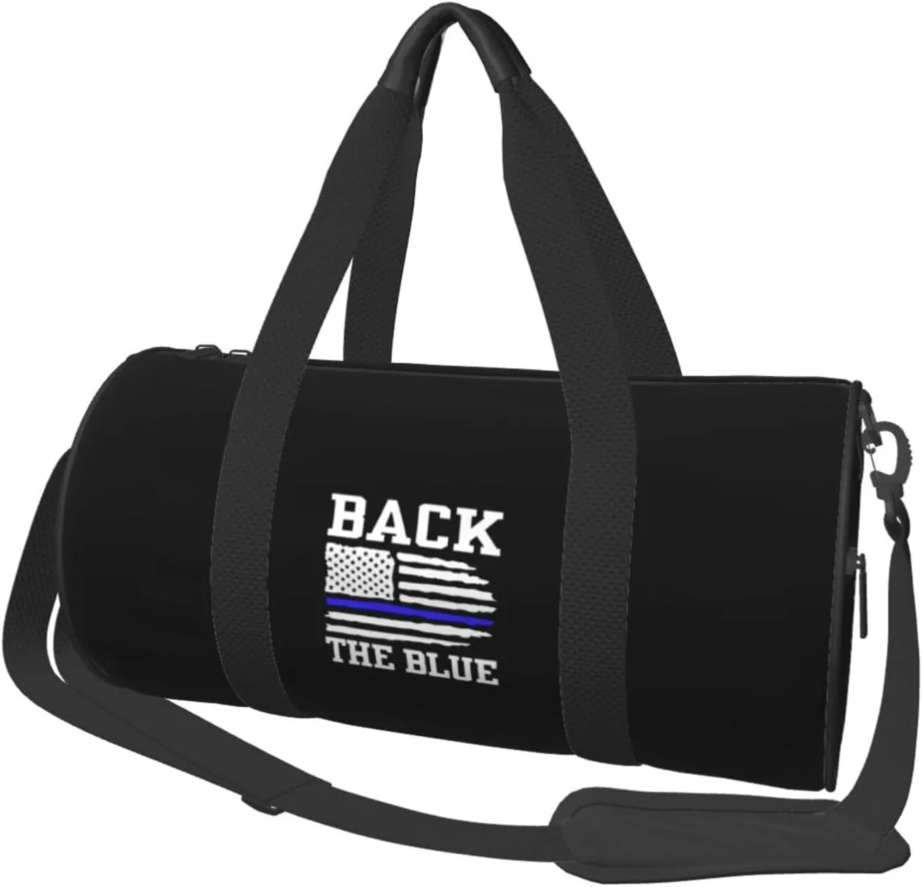Police Thin Blue Line American Flag Convertible Garment Bag with Shoulder Strap, Carry on Garment Duffel Bag for Men Women - Rolling Foldable for Travel Luggage Bags (Black)