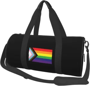 Progress Pride Flag Convertible Garment Bag with Shoulder Strap, Carry on Garment Duffel Bag for Men Women - Rolling Foldable for Travel Luggage Bags (Black)