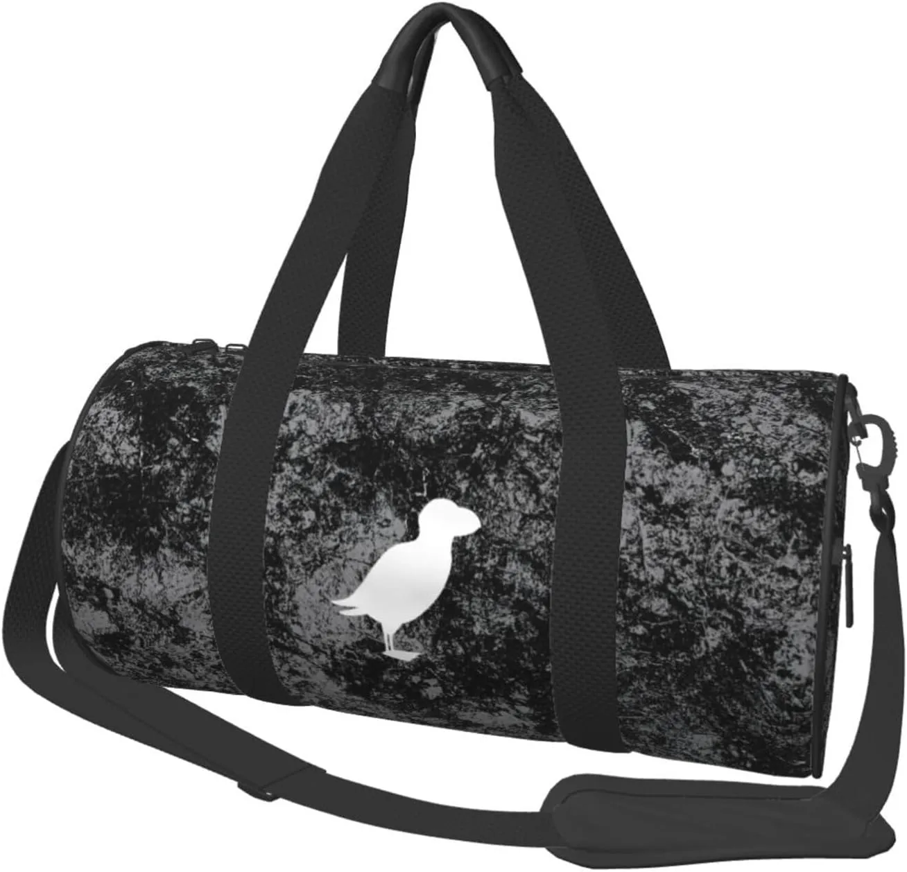 Puffin Bird Silhouette Convertible Garment Bag with Shoulder Strap, Carry on Garment Duffel Bag for Men Women - Rolling Foldable for Travel Luggage Bags (Black)