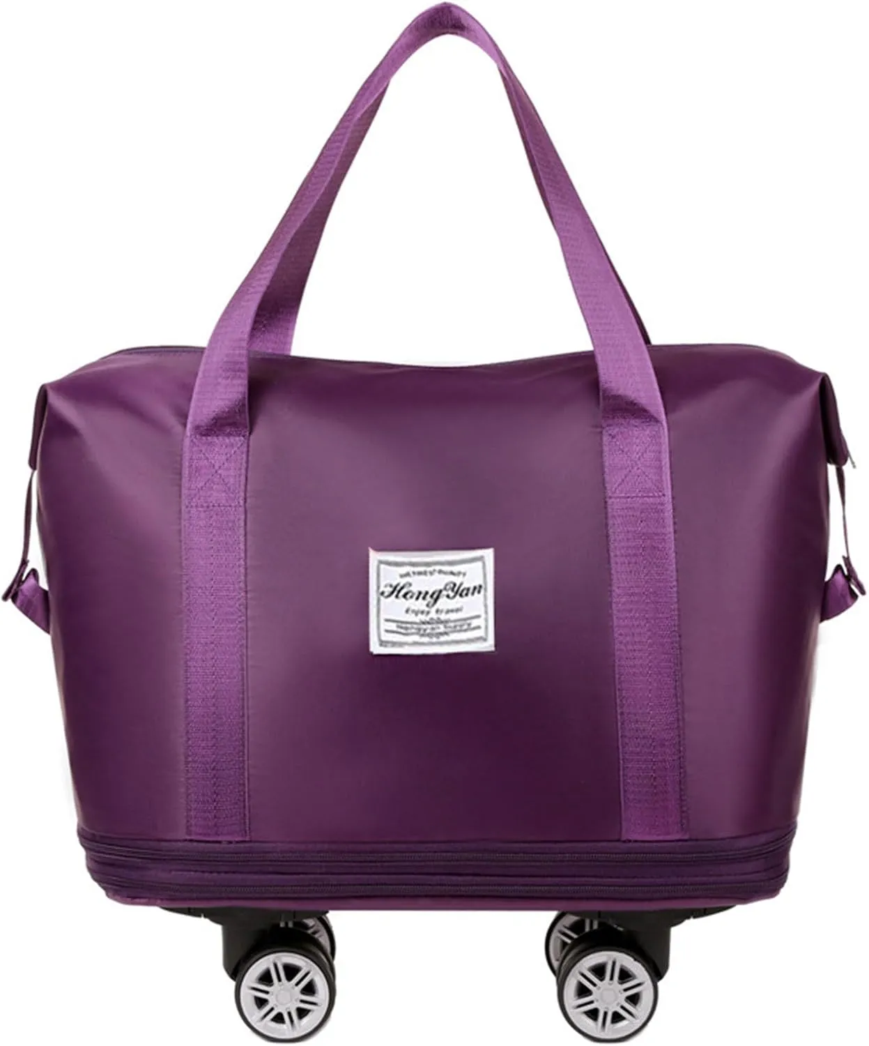 Purple Folding Shopping Cart Bag Trolley Luggage with Detachable Wheel, Expandable, Fabric, Indoor Use