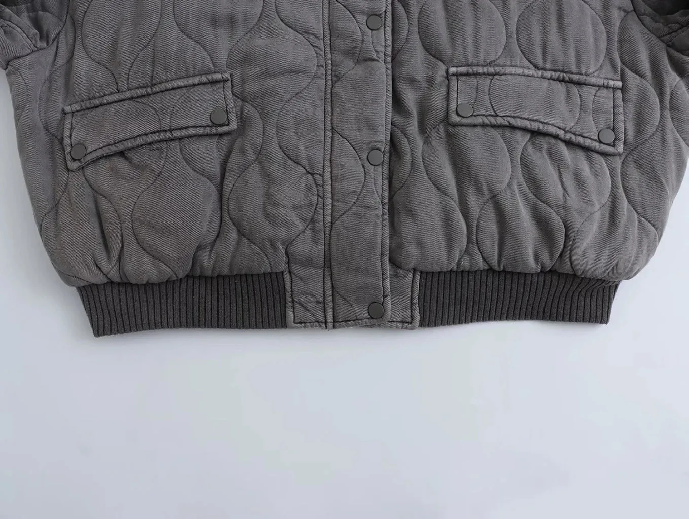 Quilted Bomber Jacket - Oversized Grey Women'S Outerwear