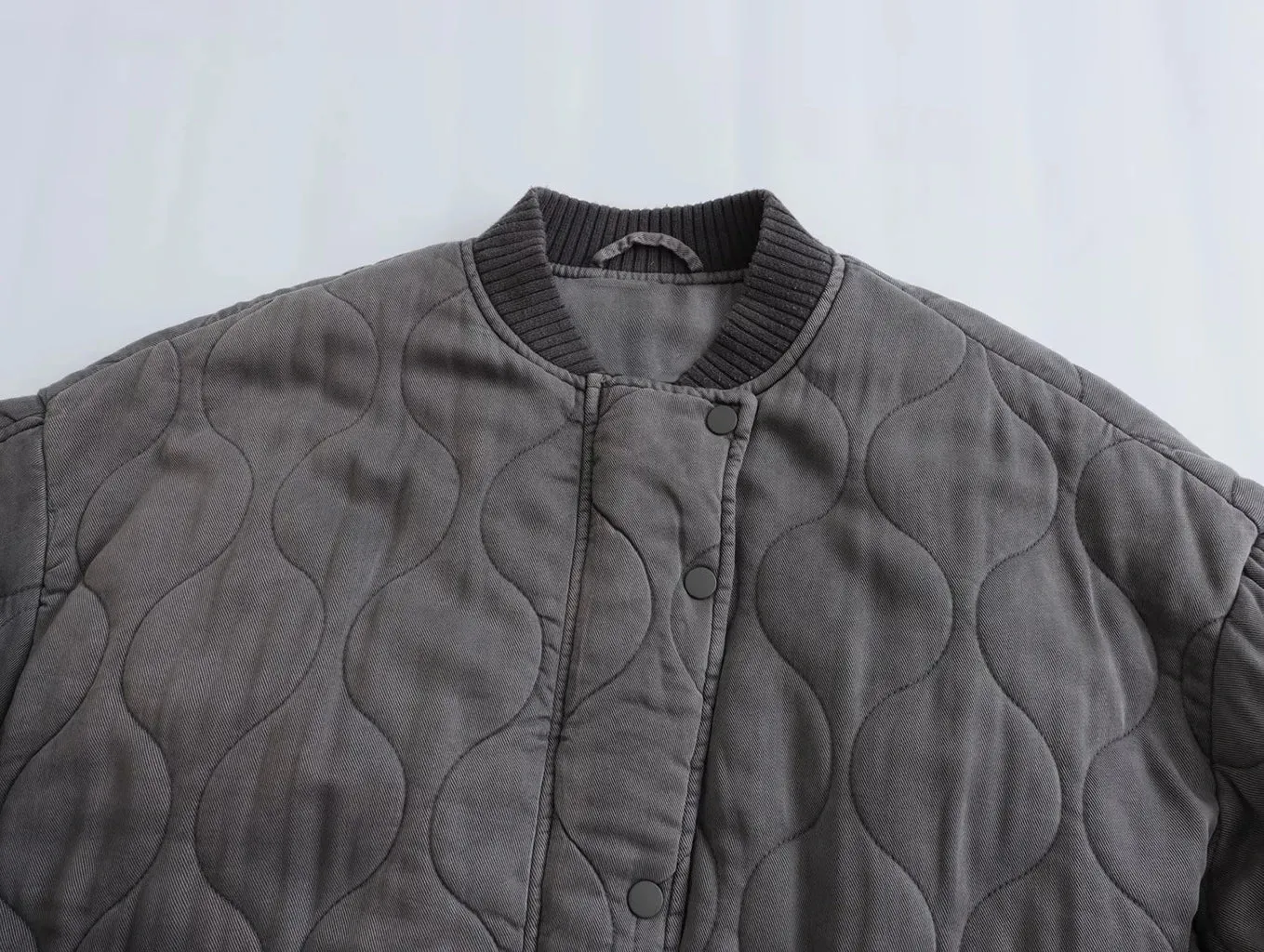 Quilted Bomber Jacket - Oversized Grey Women'S Outerwear
