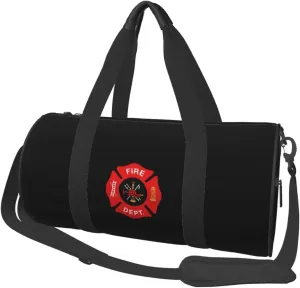 Red Fire Department Badge Convertible Garment Bag with Shoulder Strap, Carry on Garment Duffel Bag for Men Women - Rolling Foldable for Travel Luggage Bags (Black)