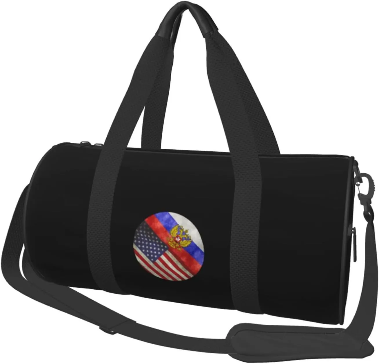 Retro America And Russian Flag Convertible Garment Bag with Shoulder Strap, Carry on Garment Duffel Bag for Men Women - Rolling Foldable for Travel Luggage Bags (Black)