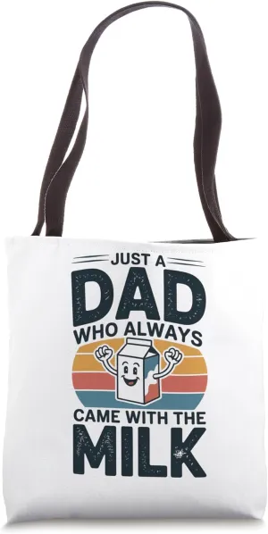 Retro Sunset Cartoon Milk Carton Dad Graphic for Funny Tote Bag