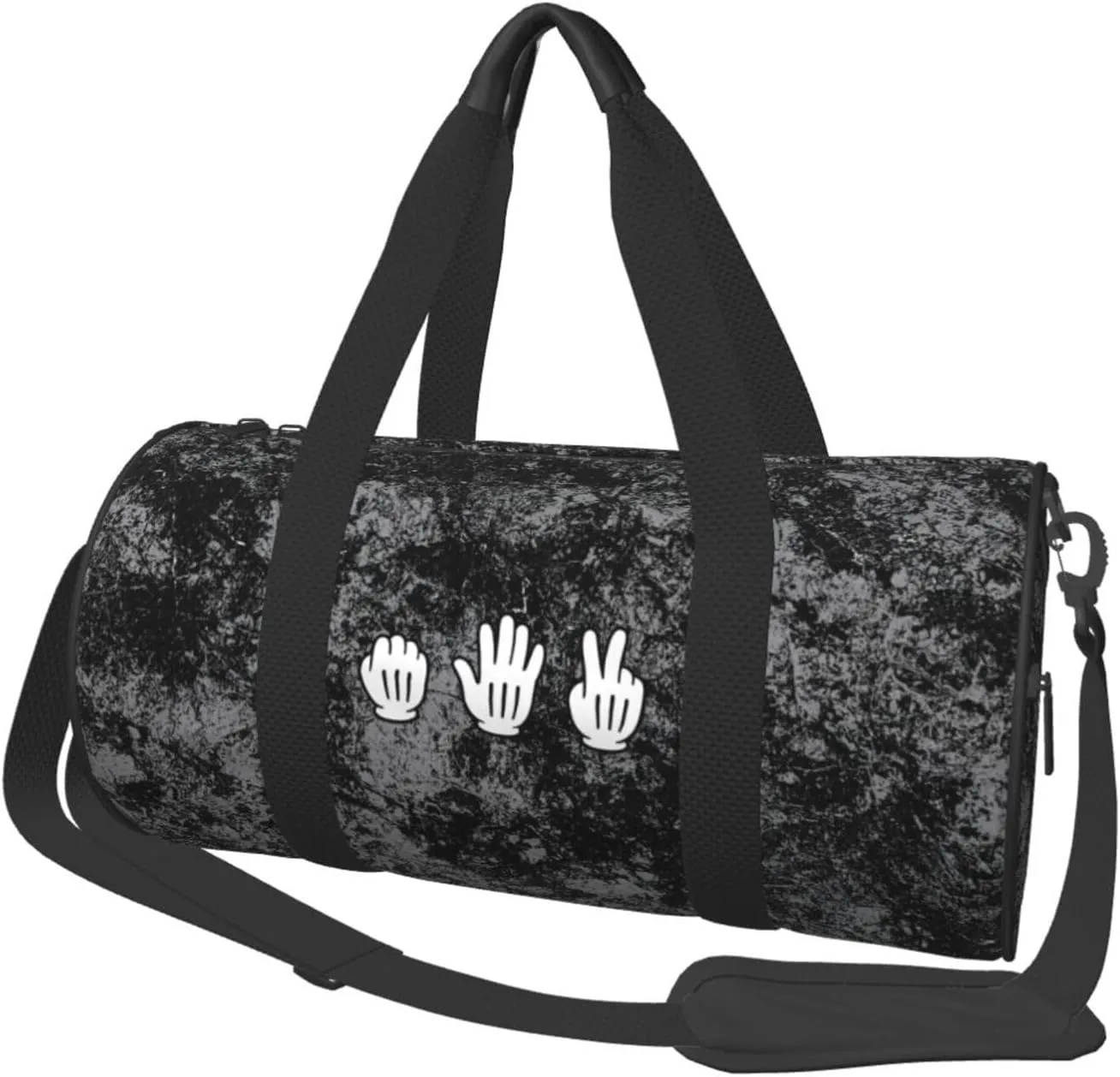 Rock Paper Scissors Cartoon Convertible Garment Bag with Shoulder Strap, Carry on Garment Duffel Bag for Men Women - Rolling Foldable for Travel Luggage Bags (Black)
