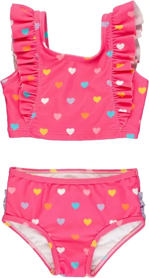 RuffleButts Baby/Toddler Girls UPF50  Waterfall Tankini Two Piece Swimsuit