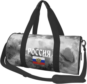 Russia-Flag-Russian-Emblem-Pride- Convertible Garment Bag with Shoulder Strap, Carry on Garment Duffel Bag for Men Women - Rolling Foldable for Travel Luggage Bags (Black)