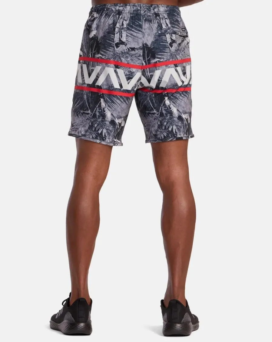 RVCA Men's Yogger Hawaii 4-Way Stretch Workout Technical Sport Short 17"