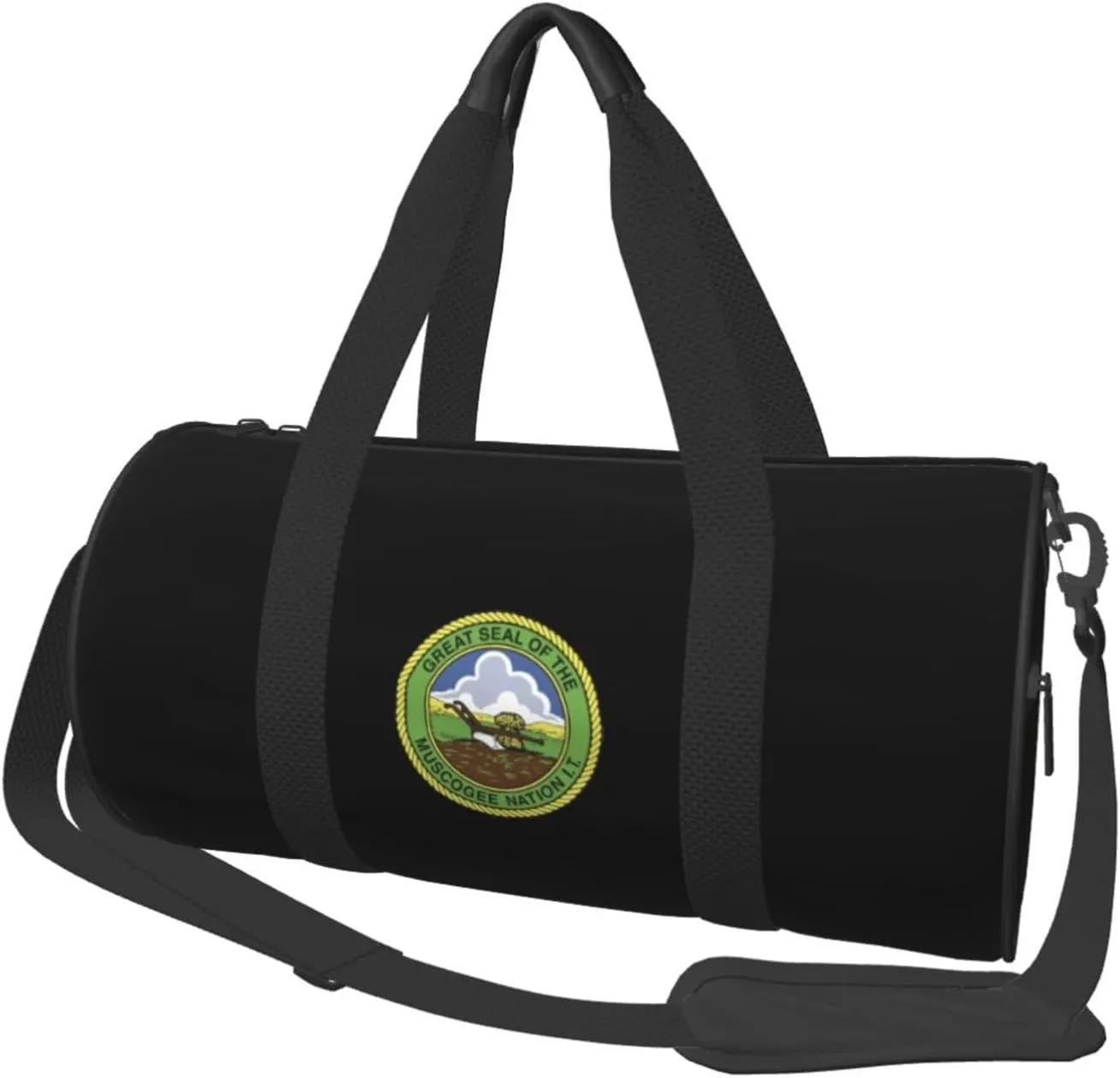 Seal of The Muscogee Creek Nation Convertible Garment Bag with Shoulder Strap, Carry on Garment Duffel Bag for Men Women - Rolling Foldable for Travel Luggage Bags (Black)