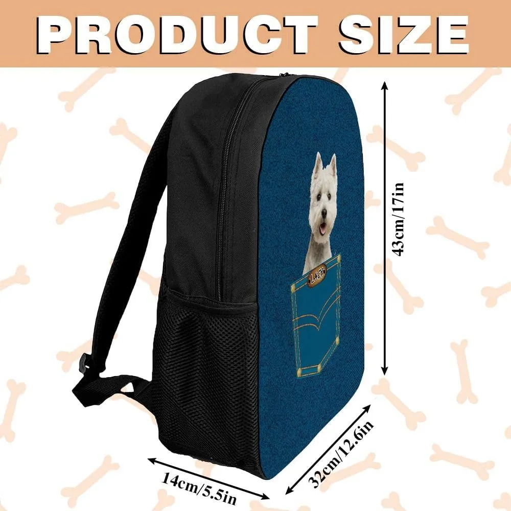 Shih Tzu Backpack Bookbag Custom Blue Jeans Print Daypack Laptop Bag for Work Travel Hiking 17 Inch Lightweight Style 2