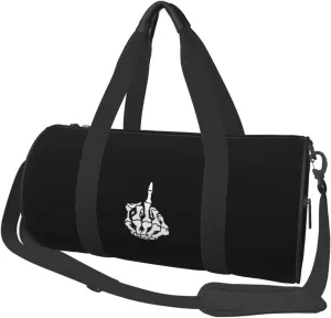 Skeleton Middle Finger Convertible Garment Bag with Shoulder Strap, Carry on Garment Duffel Bag for Men Women - Rolling Foldable for Travel Luggage Bags (Black)