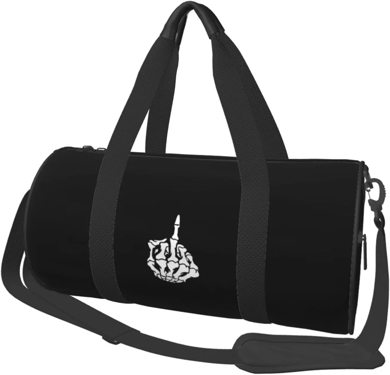 Skeleton Middle Finger Convertible Garment Bag with Shoulder Strap, Carry on Garment Duffel Bag for Men Women - Rolling Foldable for Travel Luggage Bags (Black)