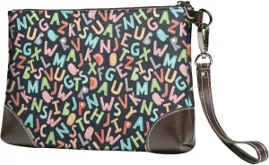 Small Clutch Purses for Women - Alphabet Leather Wristlet Wallets for Women with Wrist Strap