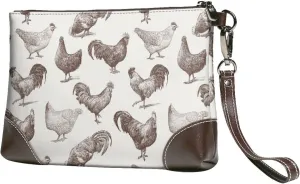 Small Clutch Purses for Women - Chickens Leather Wristlet Wallets for Women with Wrist Strap