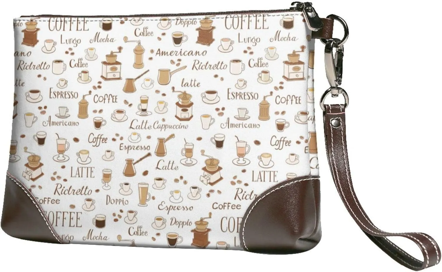 Small Clutch Purses for Women - Coffee Leather Wristlet Wallets for Women with Wrist Strap