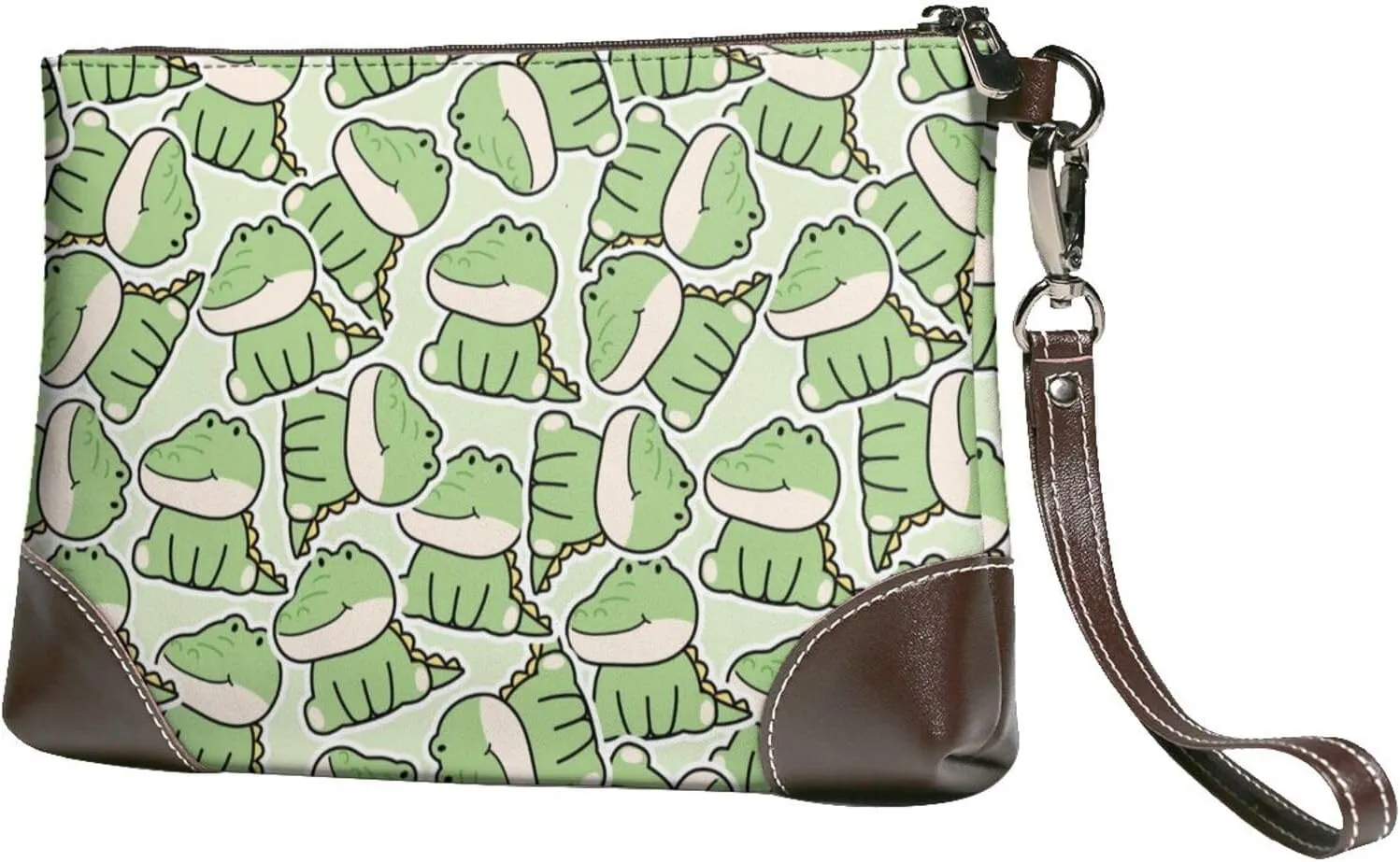 Small Clutch Purses for Women - Cute Crocodile(1) Leather Wristlet Wallets for Women with Wrist Strap