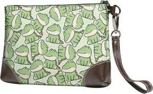 Small Clutch Purses for Women - Cute Crocodile(1) Leather Wristlet Wallets for Women with Wrist Strap