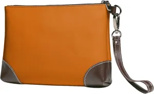 Small Clutch Purses for Women - dark-orange Leather Wristlet Wallets for Women with Wrist Strap