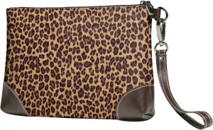 Small Clutch Purses for Women - Leopard Printed Leather Wristlet Wallets for Women with Wrist Strap
