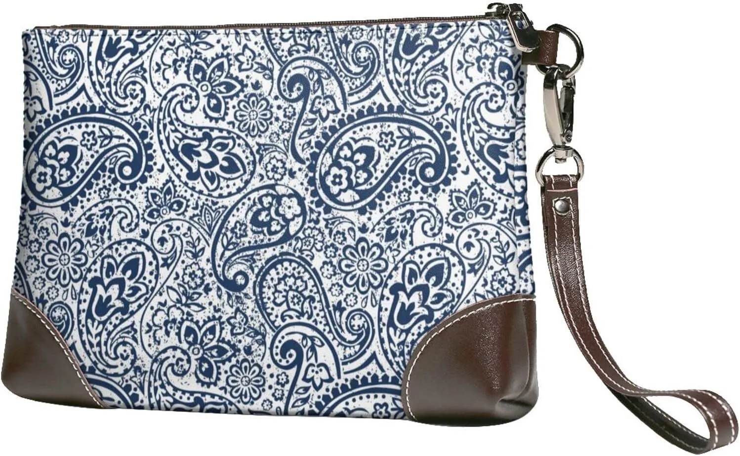 Small Clutch Purses for Women - Paisley4 Leather Wristlet Wallets for Women with Wrist Strap