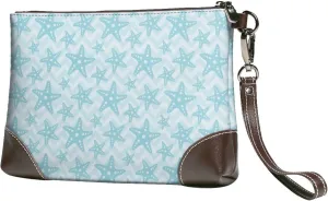 Small Clutch Purses for Women - sea star starfish Leather Wristlet Wallets for Women with Wrist Strap