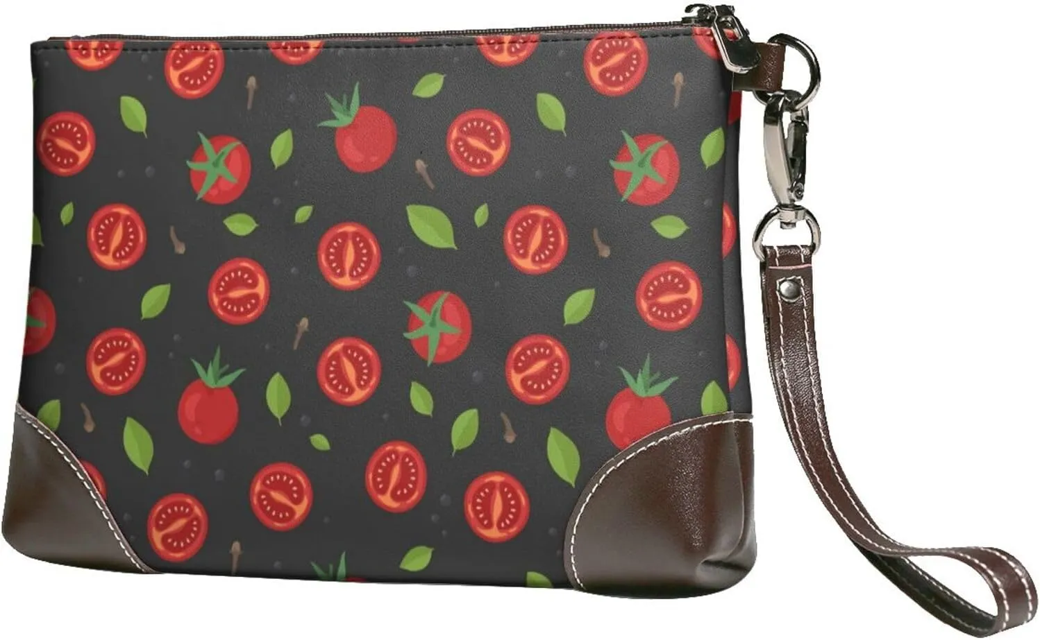 Small Clutch Purses for Women - Tomatoes1 Leather Wristlet Wallets for Women with Wrist Strap