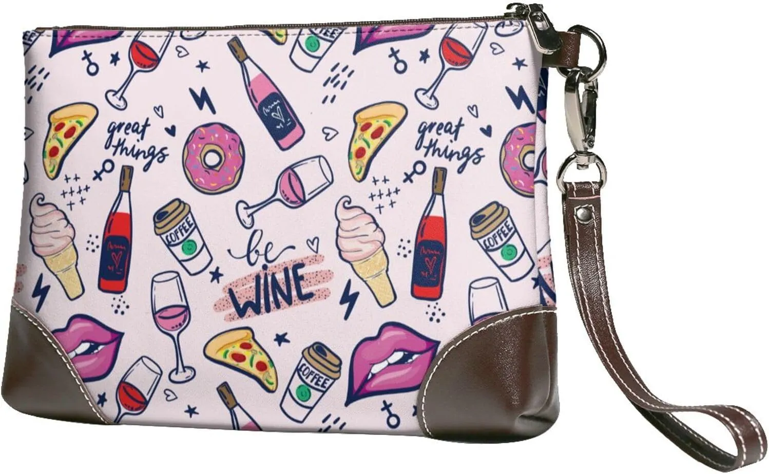 Small Clutch Purses for Women - Wine Leather Wristlet Wallets for Women with Wrist Strap
