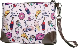 Small Clutch Purses for Women - Wine Leather Wristlet Wallets for Women with Wrist Strap