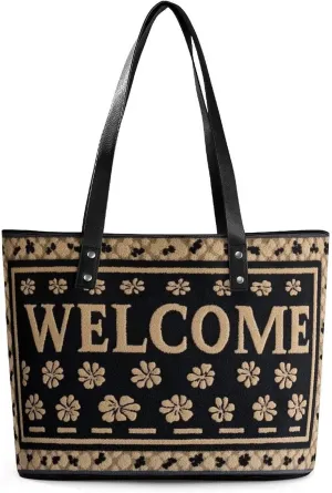 Small Flowers Pattern Beige Welcome Women Soft Leather Handbags Tote Purses Shoulder Bucket Bags