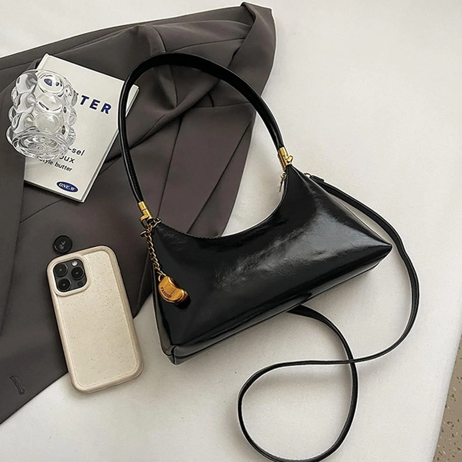 Small Hobo Shoulder Bag for Women 2025 - PU Leather Crossbody Purse with Detachable Strap | Trendy Vintage Crescent Bag