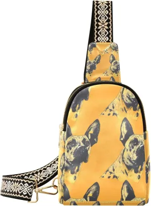 Small Sling Bag for Women Dogs Orange Fanny Pack Faux Leather Crossbody Bags Lightweight Chest Bag