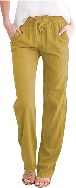 SMIDOW Sweatpants Women 2023 Casual Loose Drawstring Elastic High Waist Comfy Trousers Straight Leg Long Lounge Pant